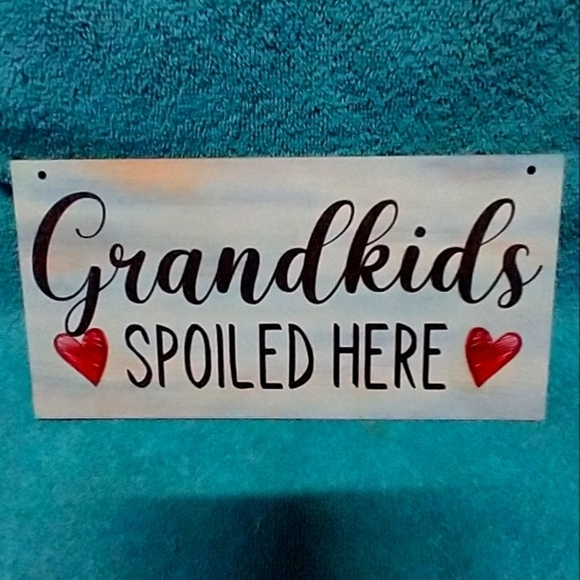 Decorative Sign with Red Hearts Grandma Kids Cute Wood - Picture 1 of 1